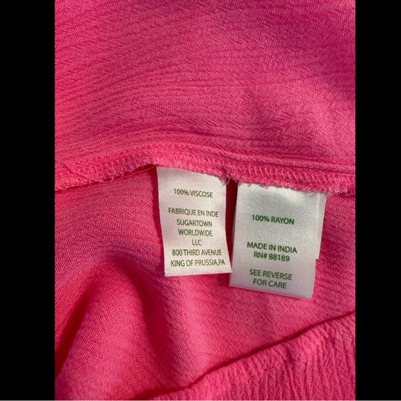 LILLY PULITZER Dusk Racerback Tank Top blouse Shirt Neon Kin Royal Pink Rayon - Picture 12 of 14